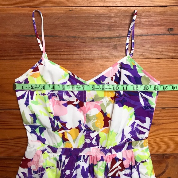J. Crew Purple Pink Green Floral Dress, EUC, 0 - Picture 3 of 11